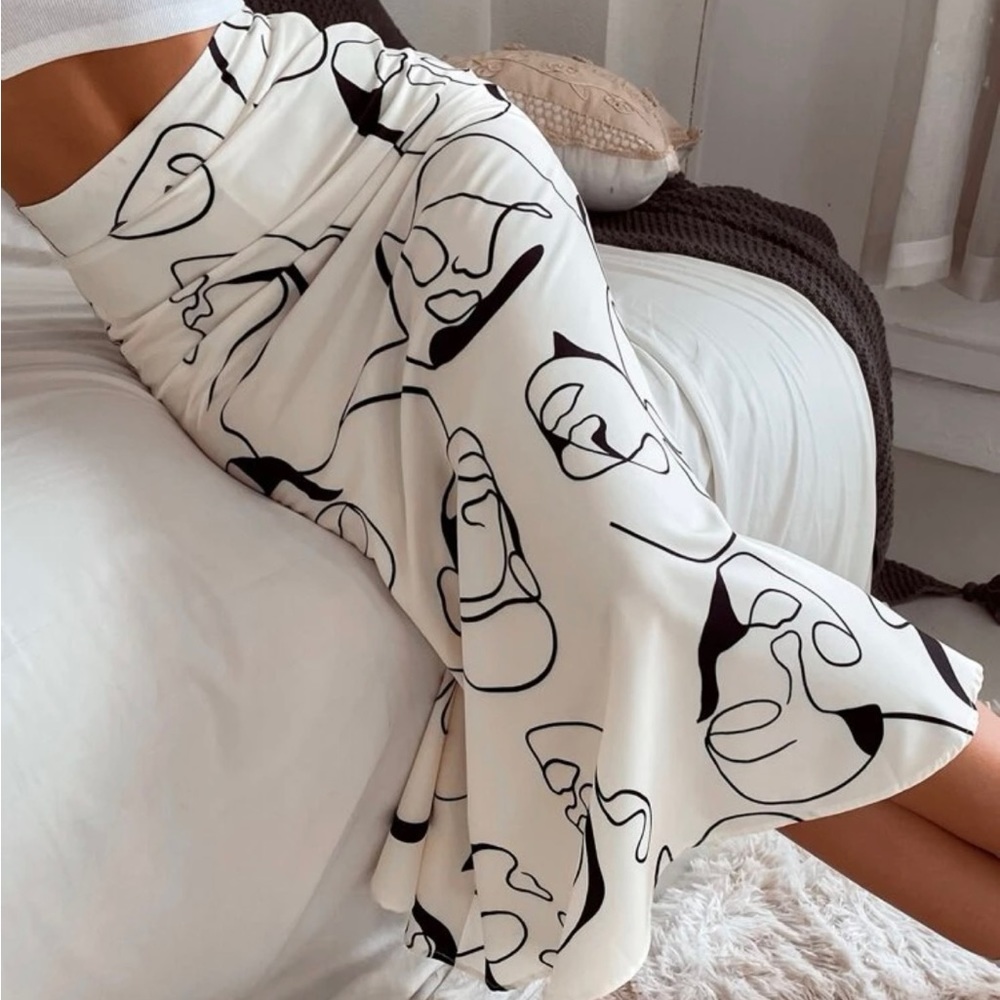 Abstract Midi Skirt